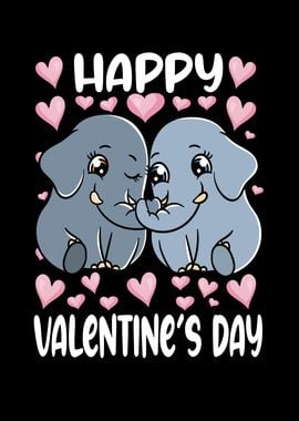 Elephants Couple Hearts