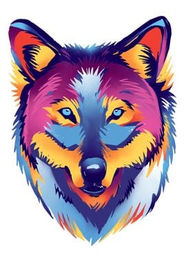 Colorful Wolf Animal