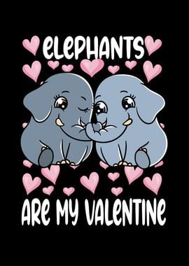 Elephants Couple Hearts