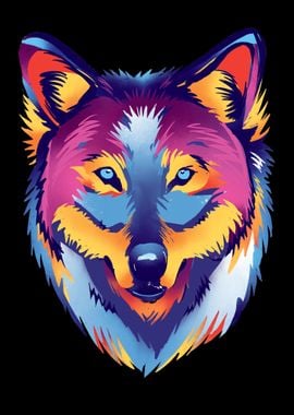 Colorful Wolf Animal