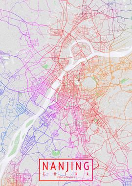 Nanjing City Map Colorful