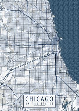 Chicago City Map Coastal