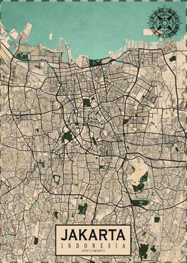 Jakarta City Map Vintage