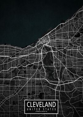 Cleveland City Map Dark