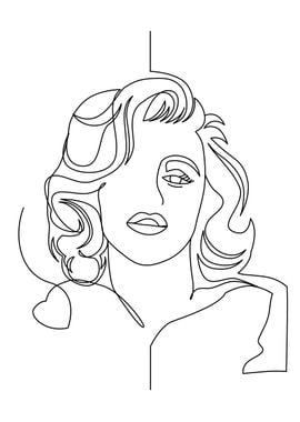 One Line Art Cute Girl