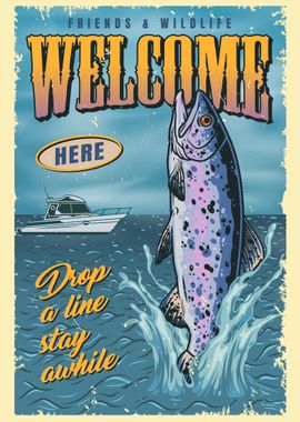 Fishing Welcome Sign