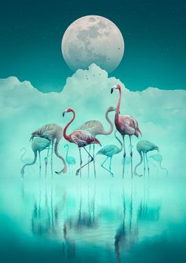 Flamingos in the Mist