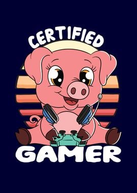 Certified Gamer Cute Pig