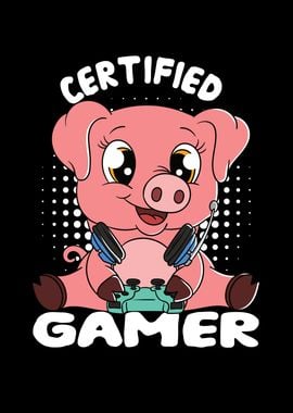 Certified Gamer Cute Pig