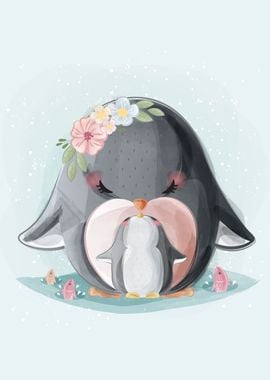 Cute Mommy Penguin