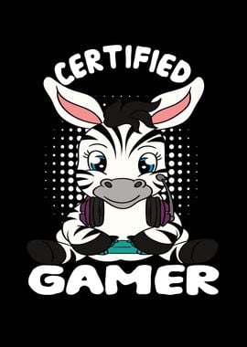 Certified Gamer Cute Zebra