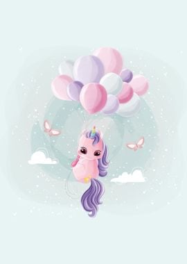 Cute Unicorn Flying