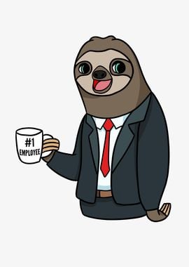 Sloth Drinking Coffee