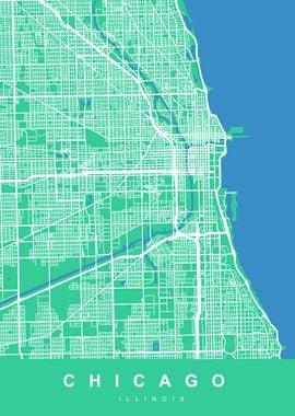 CHICAGO Map ILLINOIS USA