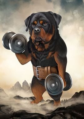 Rottweiler Dog Weightlift