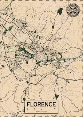 Florence City Map Vintage