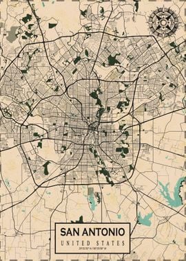 San Antonio Map Vintage