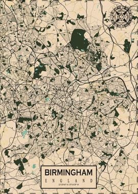 Birmingham Map Vintage