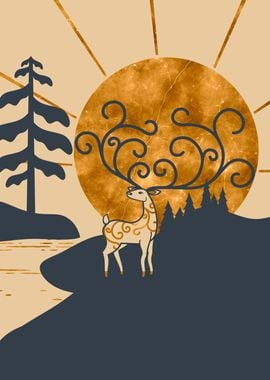 Majestic Stag Golden Sun