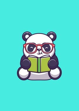 Cute Panda Reading Book