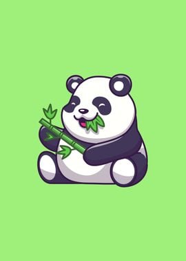 Cute Panda Eating Bamboo