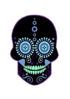 Mexican skull icon with Ma