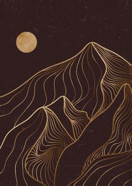 Abstract Mountain line art