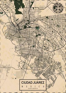 Ciudad Juarez Map Vintage