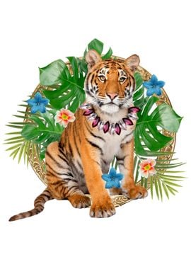 Baby Tiger with Flowers