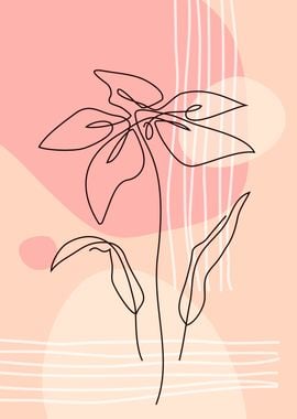 One line tropical flower