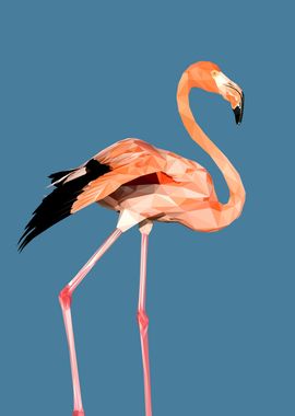 Alone Flamingo Lowpoly