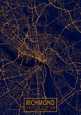 Richmond Map City At Night