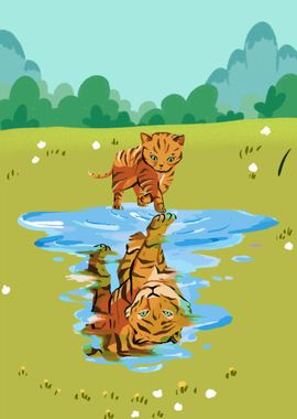 Cat reflect Tiger Forest