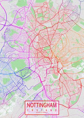 Nottingham Map Colorful