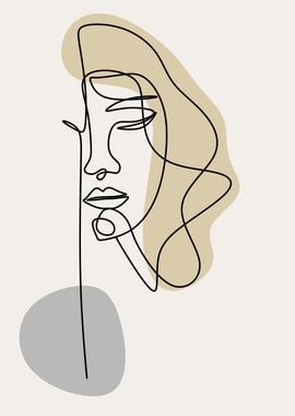 Woman face one line art