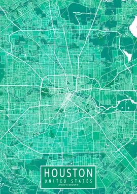 Houston Map Watercolor