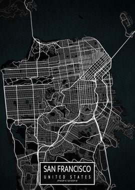 San Francisco Map Dark