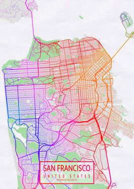 San Francisco Map Colorful