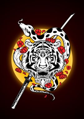 Samurai tiger and snake