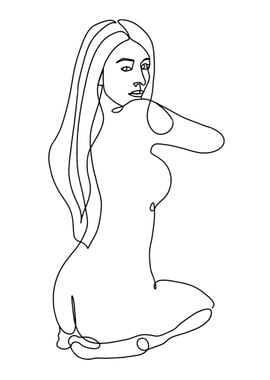 One Line Art Woman