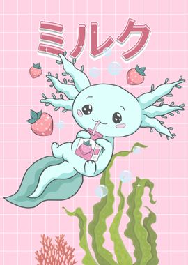 Kawaii Axolotl Strawberry