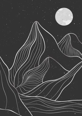 Abstract Mountain line art