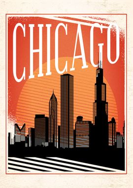 Vintage Chicago Skyline