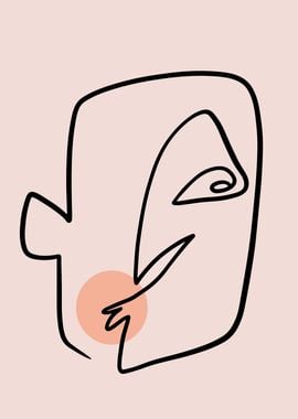 Abstract face one line art