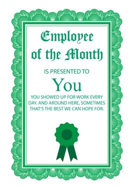 Employee Funny Certificate