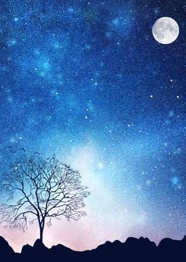 Starry Sky by the Moon