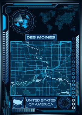 DES MOINES MAP USA