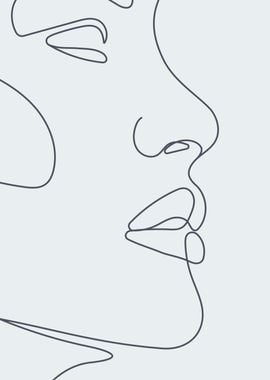 Woman face single line art