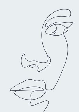 Cute woman face line art