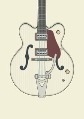 White Hollow Body Guitar